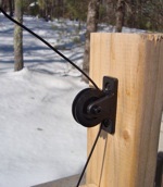 Antenna Pulley mounted to wood post